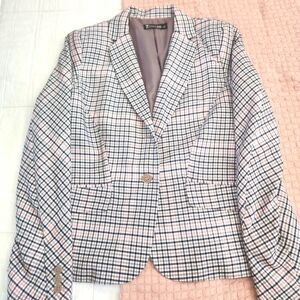 7th Avenue New York & Com blazer pink, blue, beige plaid size 12
